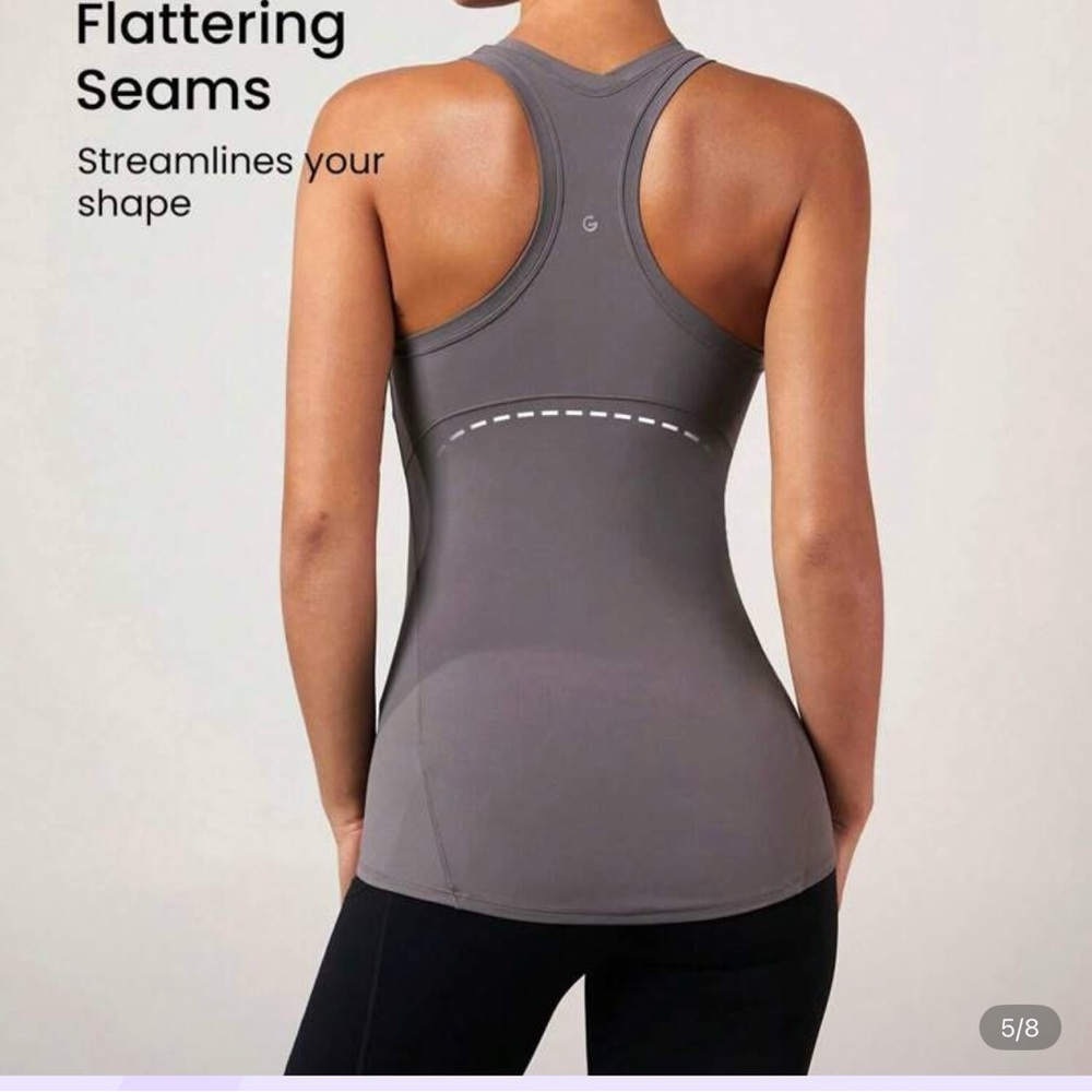 New Glowmode Women’s Hip-Length Racerback Tank Metal Gray Size Small